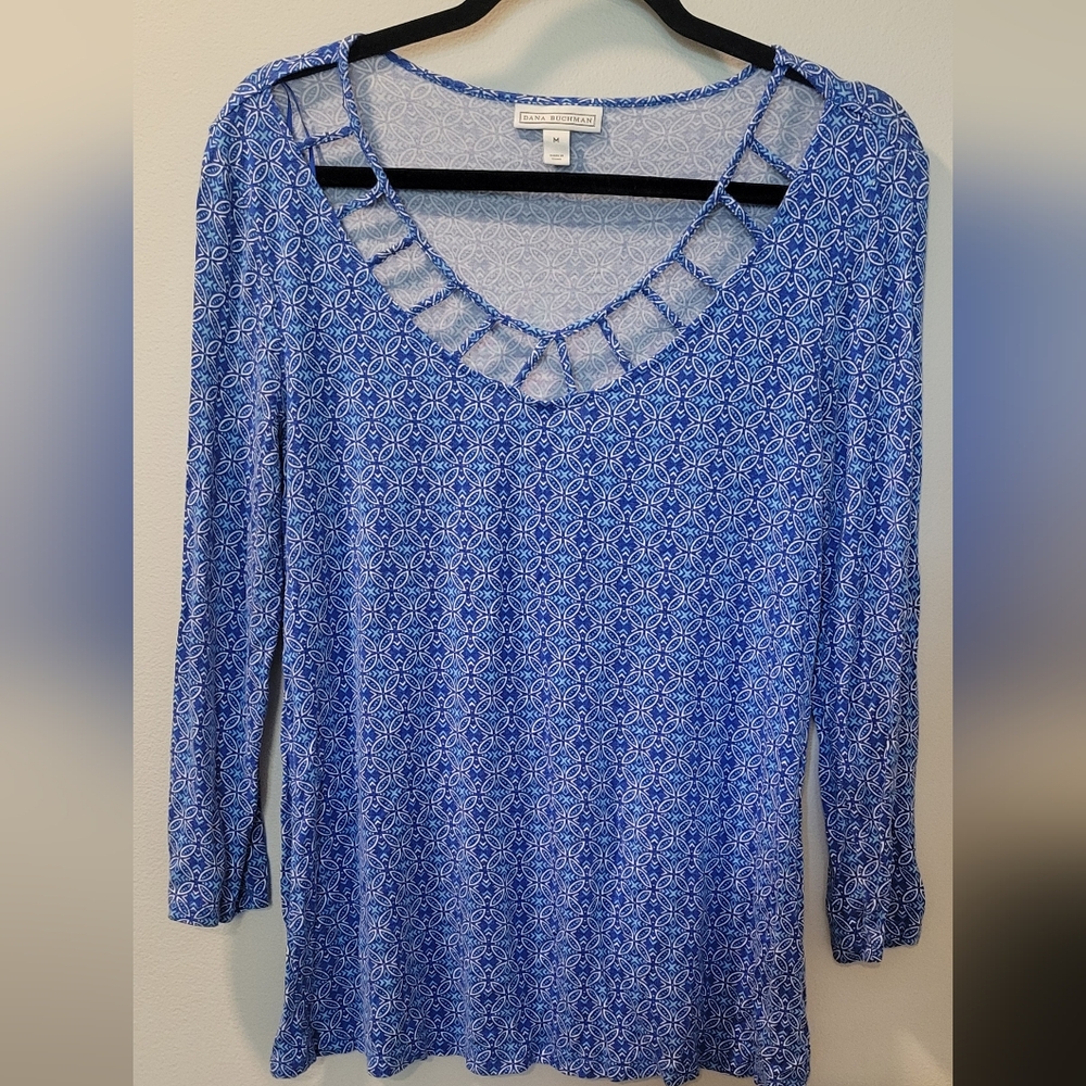 Dana Buchman Blue Cotton Shirt Sz M